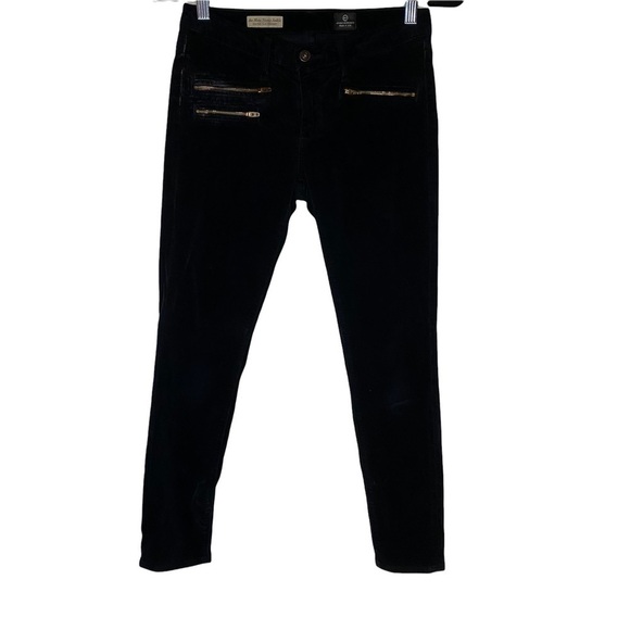 AG Adriano Goldschmied The Moto Stevie Ankle Slim Pants Corduroy Black 26 - Picture 1 of 9